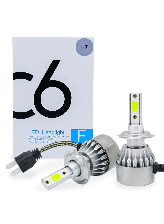 Pack of 2 C6 360° High Power LED Headlight Bulbs – H7 | 36W | Single Beam | 6000K Without Driver | 6-Month International Warranty - Image 1